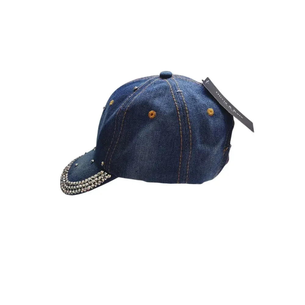 Rhinestone Star Denim Baseball Cap Bling Studded Y2K Adjustable Hat